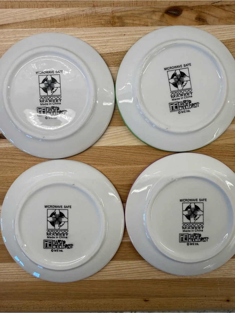 Mary Engelbreit Easter Mini Plates Set of 4 Vintage Ceramic Plates with Box 4.5